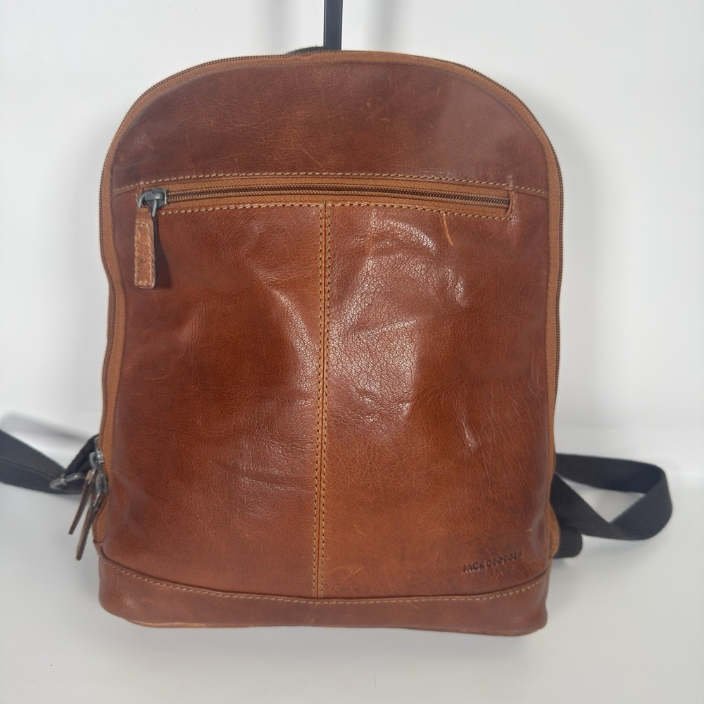 Jack Georges Voyager Small Convertible Backpack Crossbody Sling Leather Brown